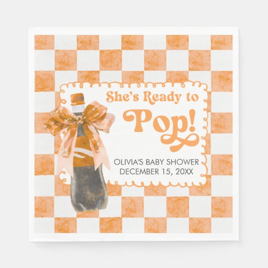 She's Ready to Pop Baby Shower Serviette (Vorderseite)