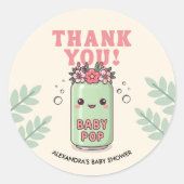 She's Ready to Pop Baby Shower Soda Thank you Runder Aufkleber (Vorderseite)