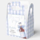 She's Ready To Pop Blue Bow Baby Shower Geschenkschachtel (Geöffnet)