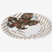 She's Ready To Pop Bottle Bow Baby Shower Pappteller (Schrägansicht)