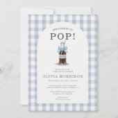 She's Ready to Pop Boy Blue Photo Baby Shower Einladung (Vorderseite)