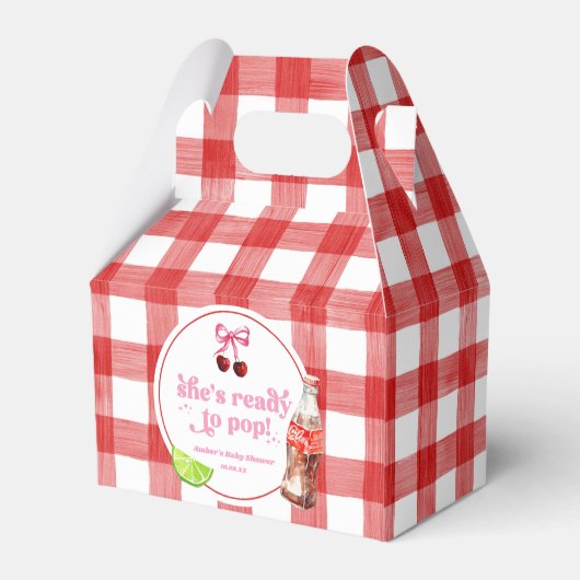She's Ready To Pop! Cherry Soda Pop Baby Shower Geschenkschachtel (Rückseite)