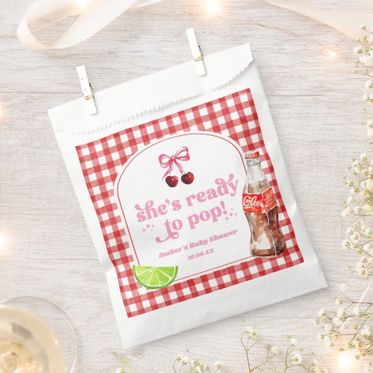 She's Ready To Pop! Cherry Soda Pop Baby Shower Geschenktütchen (Ausgeschnitten)