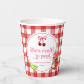She's Ready To Pop! Cherry Soda Pop Baby Shower Pappbecher (Rückseite)