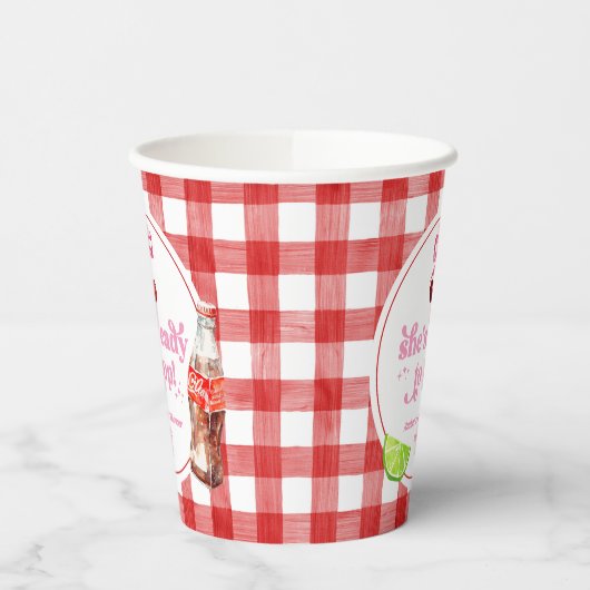 She's Ready To Pop! Cherry Soda Pop Baby Shower Pappbecher (Links)