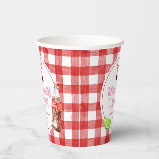 She's Ready To Pop! Cherry Soda Pop Baby Shower Pappbecher (Rechts)