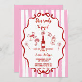 She's Ready to Pop Pink Coke Bottle Baby Shower Einladung (Vorne/Hinten)