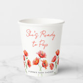 She's Ready To Pop Poppy Flower Spring Baby Shower Pappbecher (Vorderseite)
