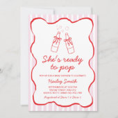 She's Ready To Pop Red Soda Bottle Baby Shower Einladung (Vorderseite)