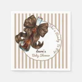 She's Ready To Pop Soda Bow Baby Shower Serviette