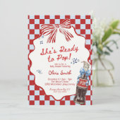 She's Ready to Pop Soda boy Baby Shower Einladung (Stehend Vorderseite)