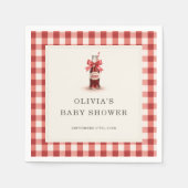 She's Ready to Pop Soda Gingham Baby Shower Party Serviette (Vorderseite)
