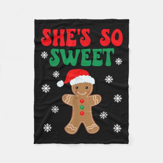 She's So Sweet Funny Gingerbread Couples Christmas Fleecedecke (Vorderseite)