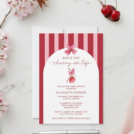 She's the Cherry on Top Baby Shower Coquette Einladung