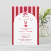 She's the Cherry on Top Bridal Shower QR Registry Einladung (Stehend Vorderseite)