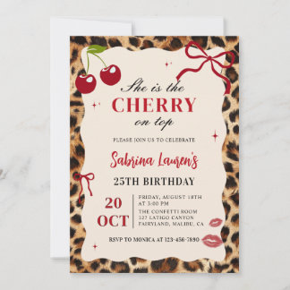 She's the Cherry on top Leopard Cheetah Birthday Einladung