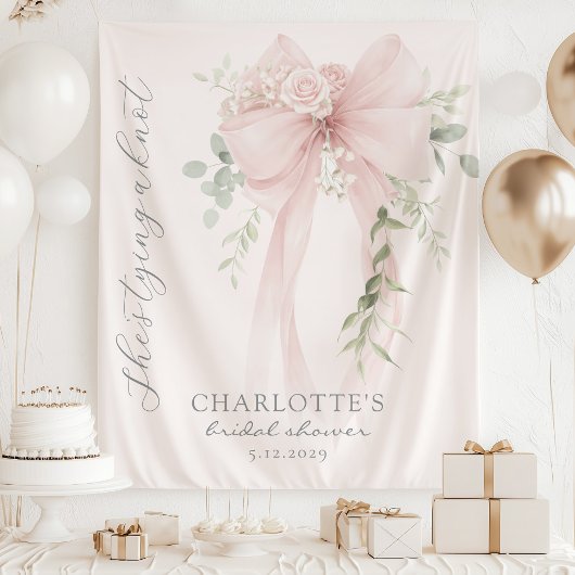 She's tying a knot Bow Bridal Shower Wandteppich