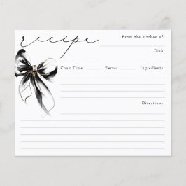 She's Tying the Knot Black Bow Bridal Recipe Card