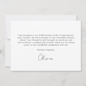 She's Tying the Knot Black Bow Bridal Shower Dankeskarte (Rückseite)