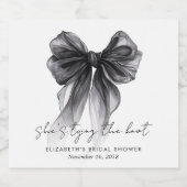 Shes Tying The Knot Black Bow Bridal Shower Schaumweinetikett (Einzelnes Label)