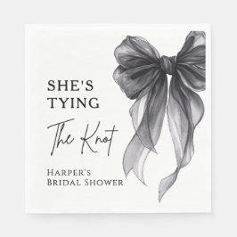 She's Tying The Knot Black Bow Bridal Shower Serviette