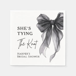 She's Tying The Knot Black Bow Bridal Shower Serviette