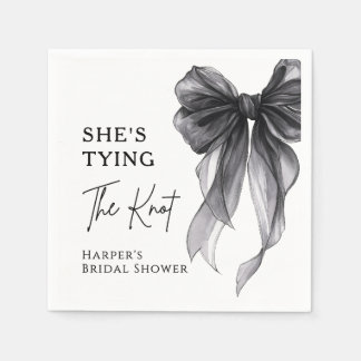 She's Tying The Knot Black Bow Bridal Shower Serviette