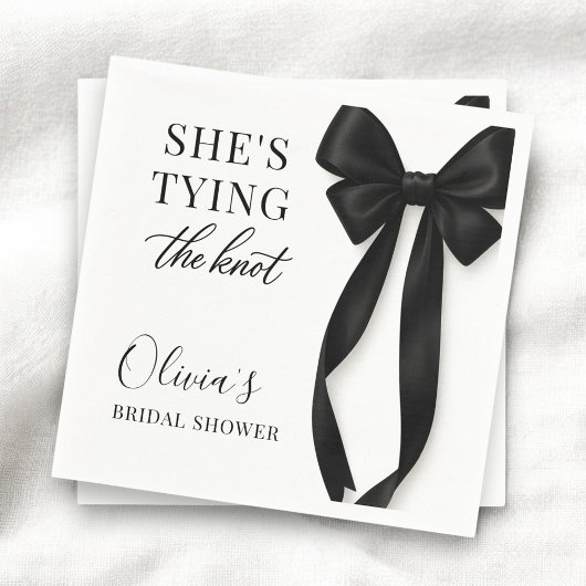 She's Tying The Knot Black Bow Party Serviette