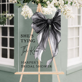 She's Tying The Knot Black Bow Welcome Sign Acrylschild