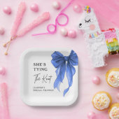 She's Tying The Knot Blue Bow Bridal Shower Pappteller (Party)