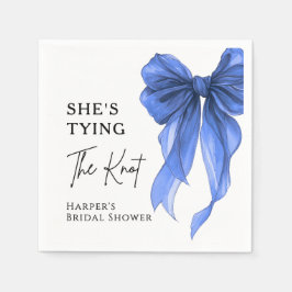 She's Tying The Knot Blue Bow Bridal Shower Serviette