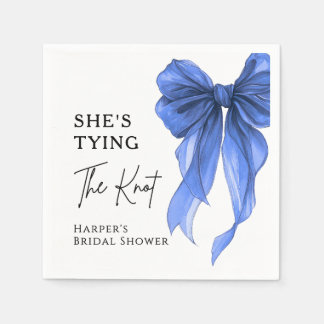 She's Tying The Knot Blue Bow Bridal Shower Serviette