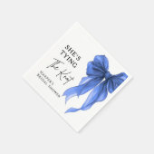 She's Tying The Knot Blue Bow Bridal Shower Serviette (Ecke)