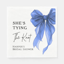 She's Tying The Knot Blue Bow Bridal Shower Serviette