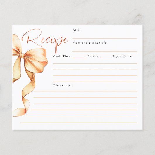 She's Tying the Knot Bow Bridal Recipe Card (Vorderseite)