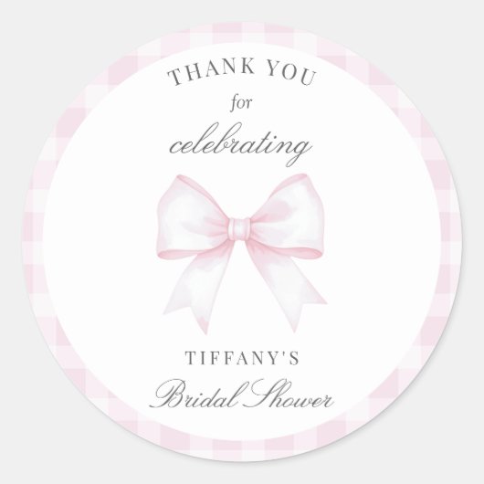 She's Tying The Knot Bow Bridal Shower Thank You Runder Aufkleber (Vorderseite)