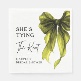She's Tying The Knot Chartreuse Bow Bridal Shower Serviette