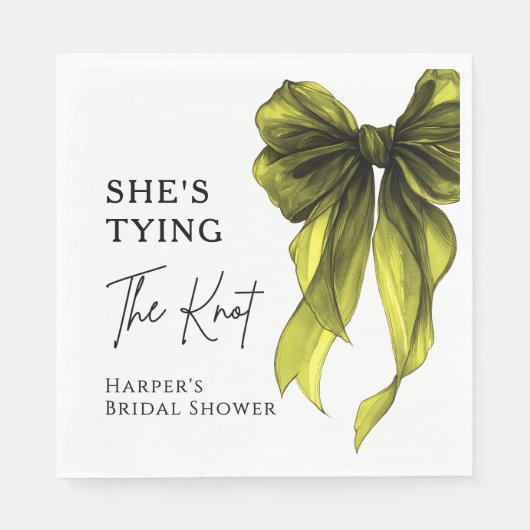 She's Tying The Knot Chartreuse Bow Bridal Shower Serviette (Vorderseite)