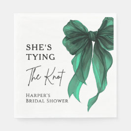 She's Tying The Knot Green Bow Bridal Shower Serviette