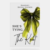 She's Tying The Knot Green Bow Welcome Sign Acrylschild (Vorderseite)