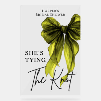 She's Tying The Knot Green Bow Welcome Sign Acrylschild