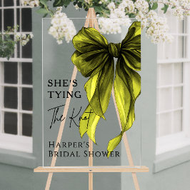 She's Tying The Knot Green Bow Welcome Sign Acrylschild