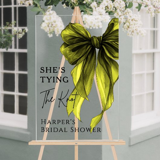 She's Tying The Knot Green Bow Welcome Sign Acrylschild