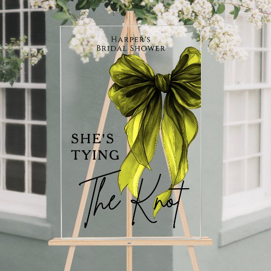 She's Tying The Knot Green Bow Welcome Sign Acrylschild