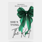 She's Tying The Knot Green Bow Welcome Sign Acrylschild (Vorderseite)
