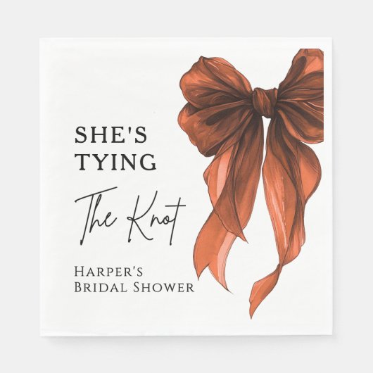 She's Tying The Knot Orange Bow Bridal Shower Serviette (Vorderseite)