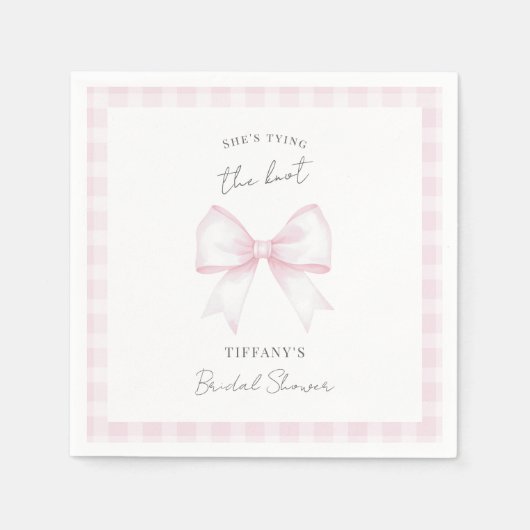 She's Tying The Knot Pink Blush Bow Bridal Shower Serviette (Vorderseite)