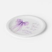 She's Tying The Knot Purple Bow Bridal Shower Pappteller (Schrägansicht)