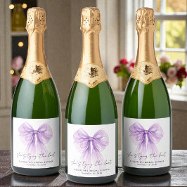 She's Tying The Knot Purple Bow Bridal Shower Schaumweinetikett