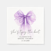 She's Tying The Knot Purple Bow Bridal Shower Serviette (Vorderseite)